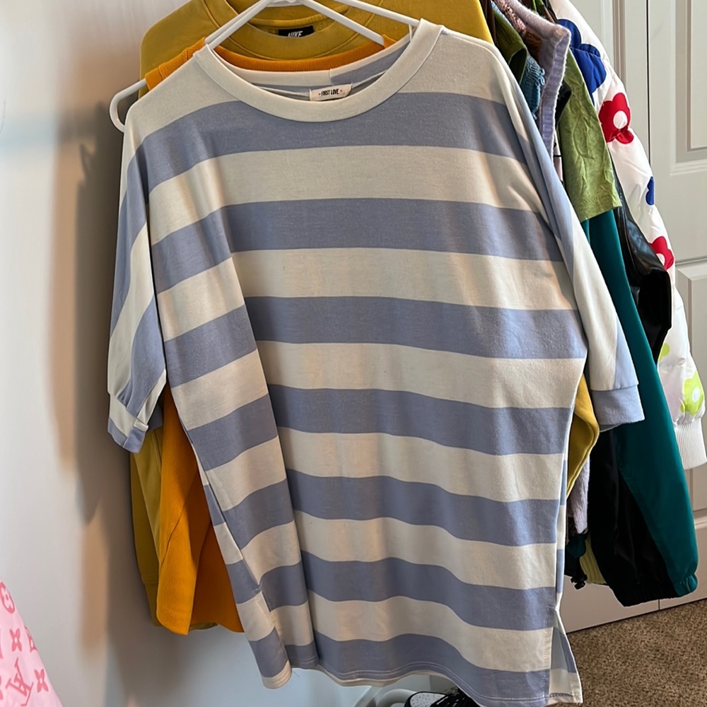 First Love Oversized stripped tee.